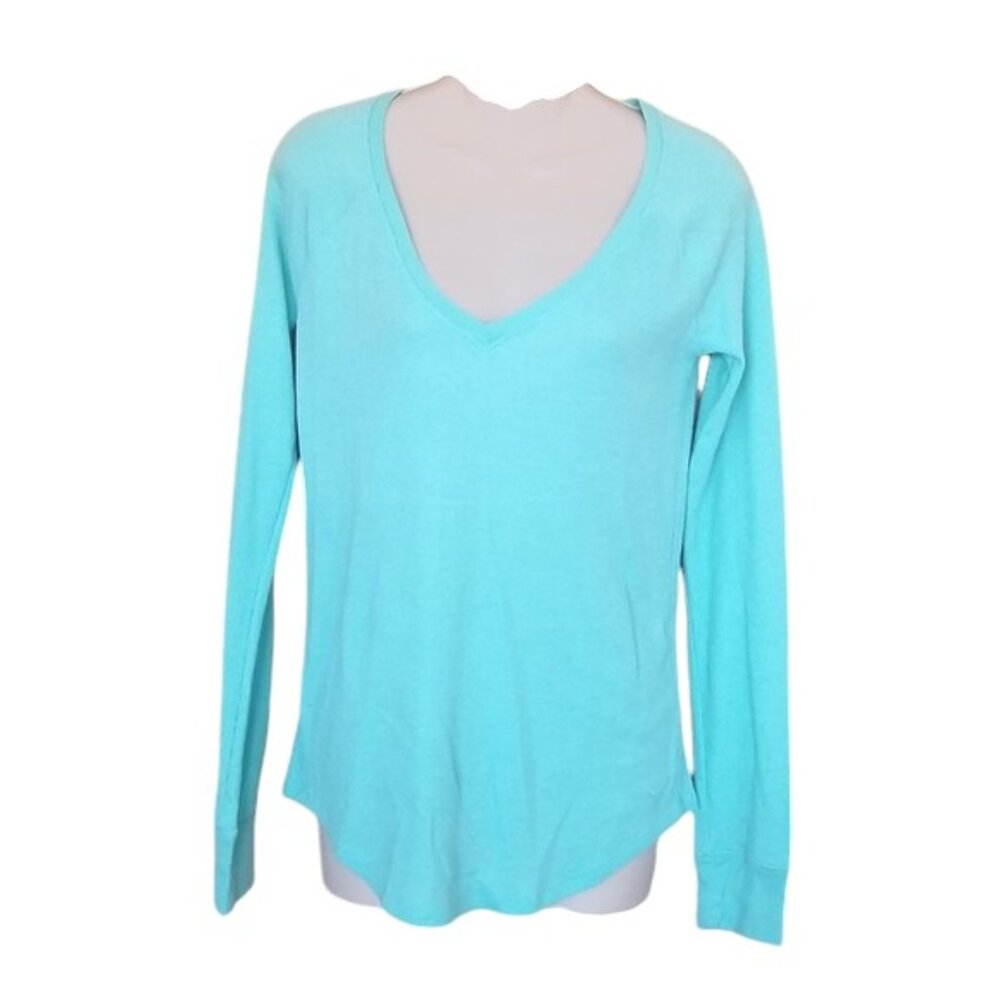PINK V-Neck Waffled Henley Top Medium